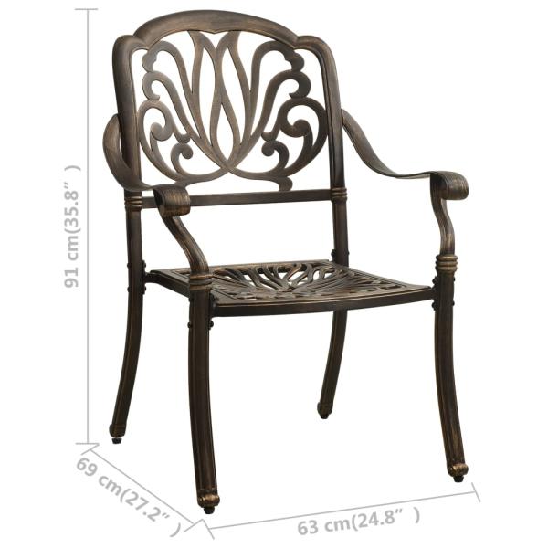 3-tlg. Bistro-Set Aluminiumguss Bronzen