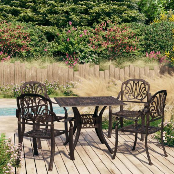 ARDEBO.de - 5-tlg. Bistro-Set Aluminiumguss Bronzen
