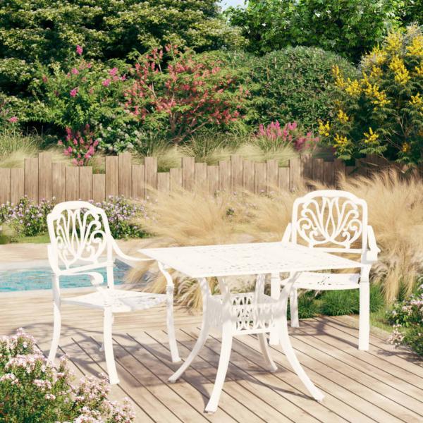 ARDEBO.de - 3-tlg. Bistro-Set Aluminiumguss Weiß