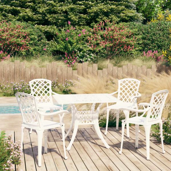 ARDEBO.de - 5-tlg. Bistro-Set Aluminiumguss Weiß