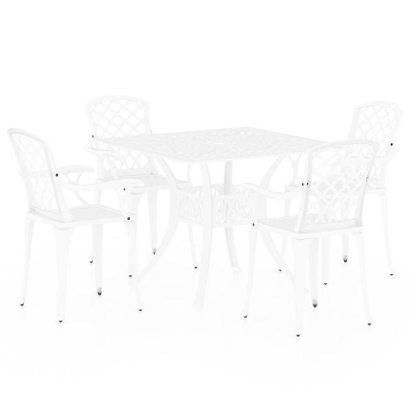 5-tlg. Bistro-Set Aluminiumguss Weiß
