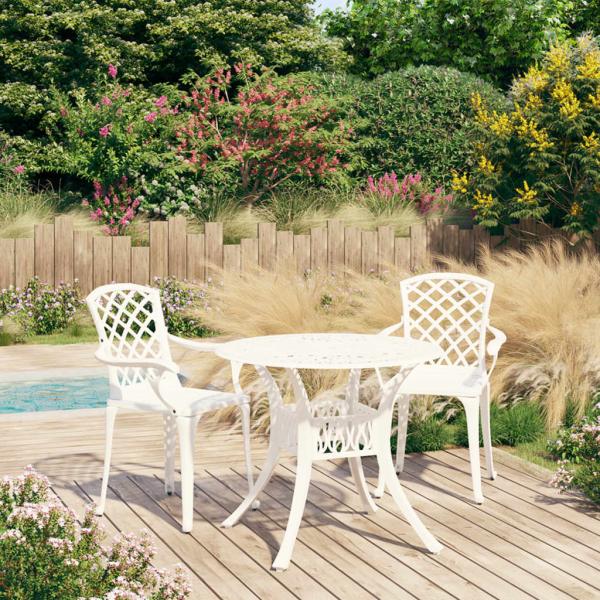 ARDEBO.de - 3-tlg. Bistro-Set Aluminiumguss Weiß