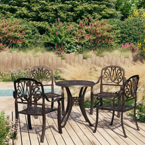 ARDEBO.de - 5-tlg. Bistro-Set Aluminiumguss Bronzen