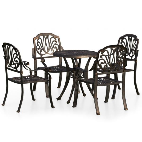 5-tlg. Bistro-Set Aluminiumguss Bronzen