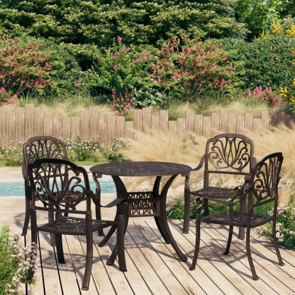 ARDEBO.de - 5-tlg. Bistro-Set Aluminiumguss Bronzen
