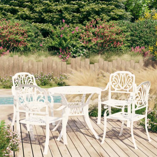 ARDEBO.de - 5-tlg. Bistro-Set Aluminiumguss Weiß