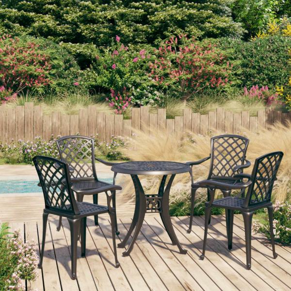 ARDEBO.de - 5-tlg. Bistro-Set Aluminiumguss Schwarz