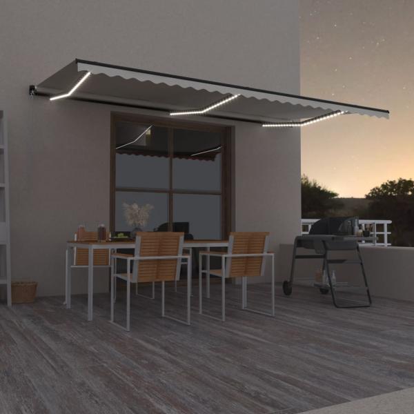 ARDEBO.de - Markise Manuell Einziehbar mit LED 600x350 cm Creme