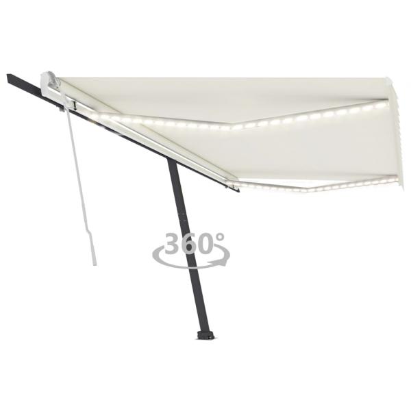ARDEBO.de - Markise Manuell Einziehbar mit LED 500x350 cm Creme