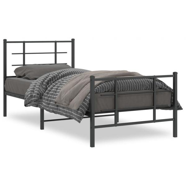ARDEBO.de - Bettgestell mit Kopf- und Fußteil Metall Schwarz 90x190 cm