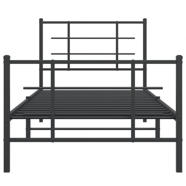 Bettgestell mit Kopf- und Fußteil Metall Schwarz 90x190 cm