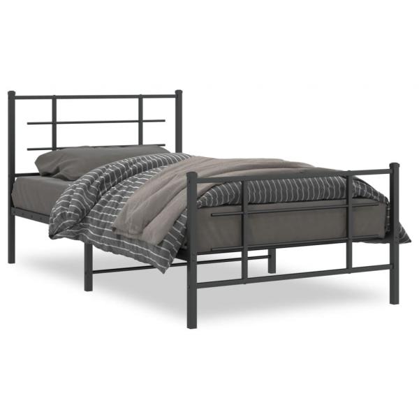 ARDEBO.de - Bettgestell mit Kopf- und Fußteil Metall Schwarz 100x190 cm