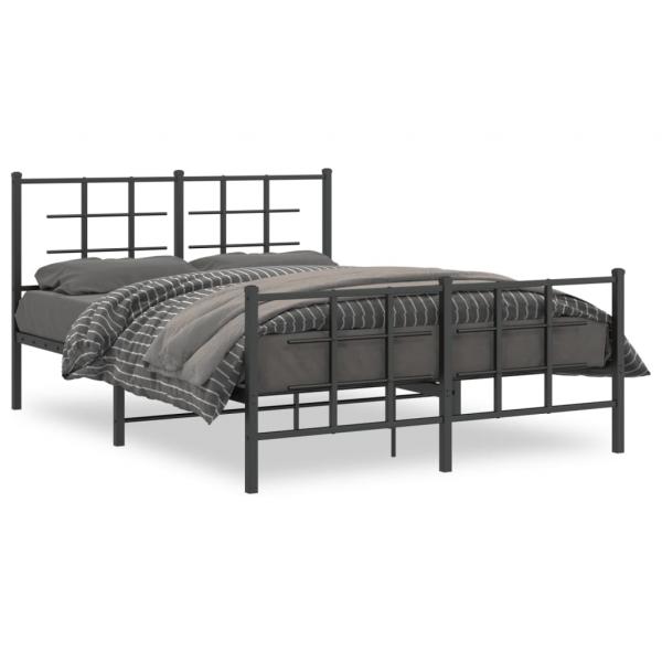 ARDEBO.de - Bettgestell mit Kopf- und Fußteil Metall Schwarz 135x190 cm