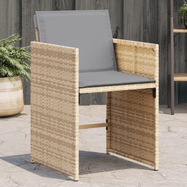ARDEBO.de - Gartenstühle mit Kissen 4 Stk. Beigemischung Poly Rattan