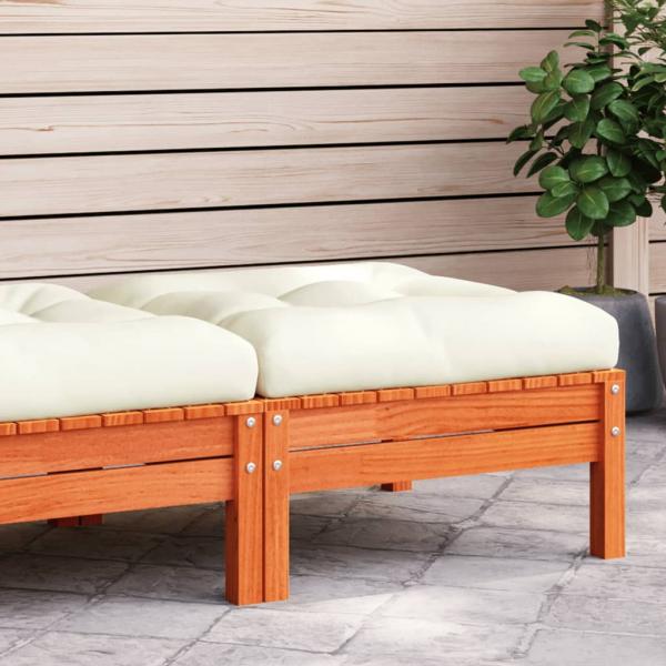ARDEBO.de - Gartenhocker mit Kissen Wachsbraun Massivholz Kiefer
