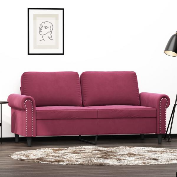 ARDEBO.de - 2-Sitzer-Sofa Weinrot 140 cm Samt