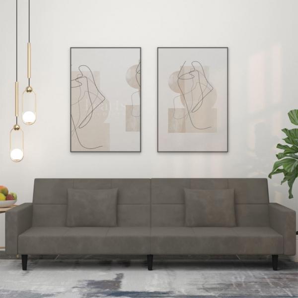 ARDEBO.de - Schlafsofa 2-Sitzer mit 2 Kissen Dunkelgrau Samt