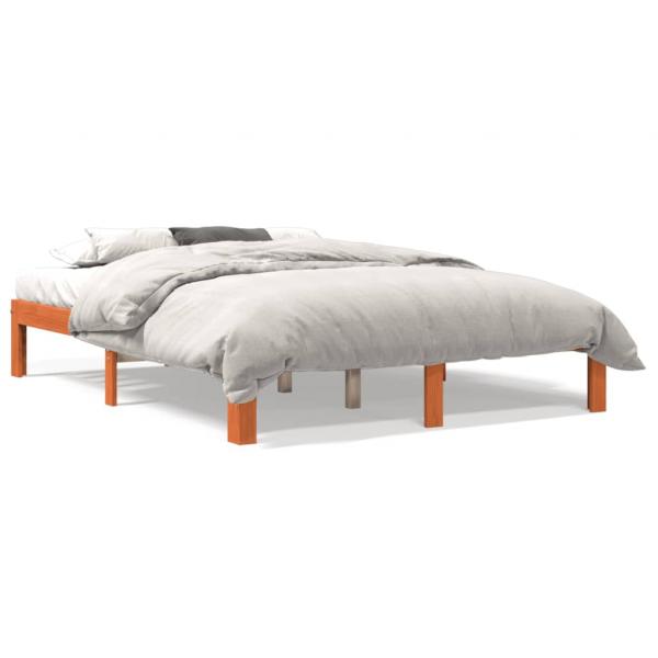 ARDEBO.de - Massivholzbett ohne Matratze Wachsbraun 135x190 cm Kiefernholz