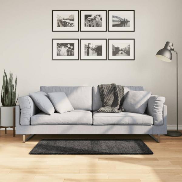 ARDEBO.de - Teppich Shaggy Hochflor Modern Anthrazit 60x110 cm