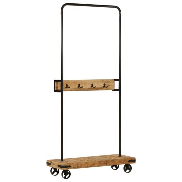 ARDEBO.de - Kleiderständer mit Rollen 90x35x190 cm Massivholz Mango Eisen