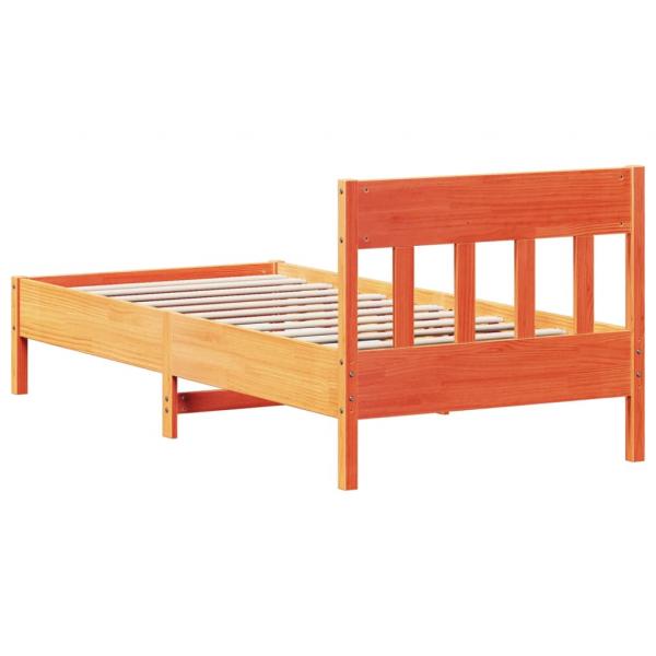 Massivholzbett ohne Matratze Wachsbraun 90x190 cm Kiefernholz