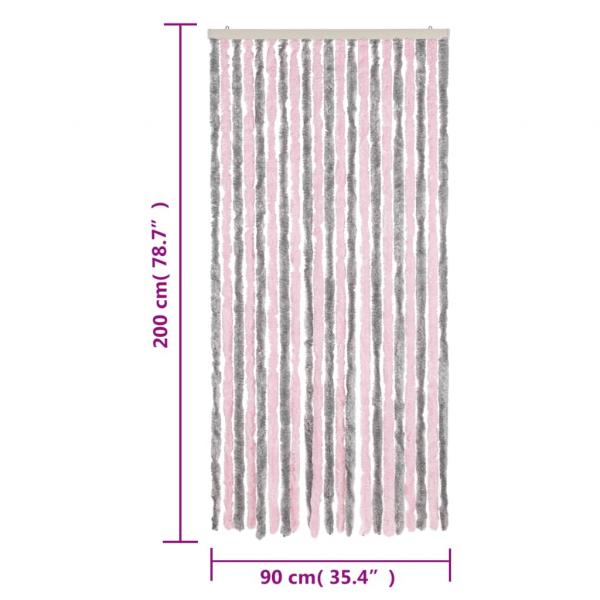 Fliegenvorhang Silbergrau und Rosa 90x200 cm Chenille