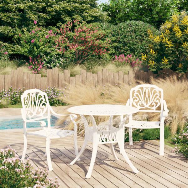 ARDEBO.de - 3-tlg. Bistro-Set Aluminiumguss Weiß