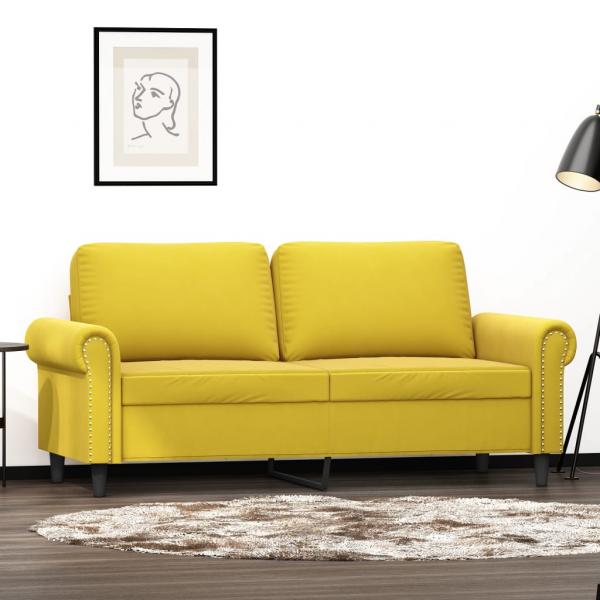 ARDEBO.de - 2-Sitzer-Sofa Gelb 140 cm Samt