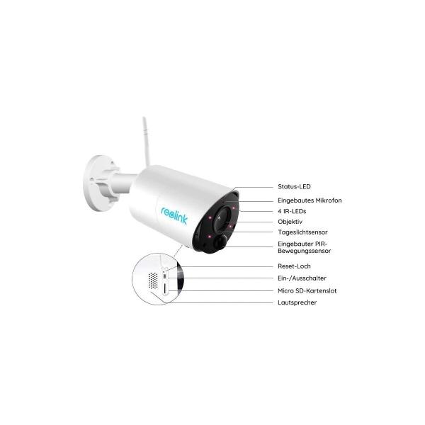 Reolink Argus Series B320 Überwachungskamera, 3MP, PIR-Sensor, WLAN, Wetterfest, weiß