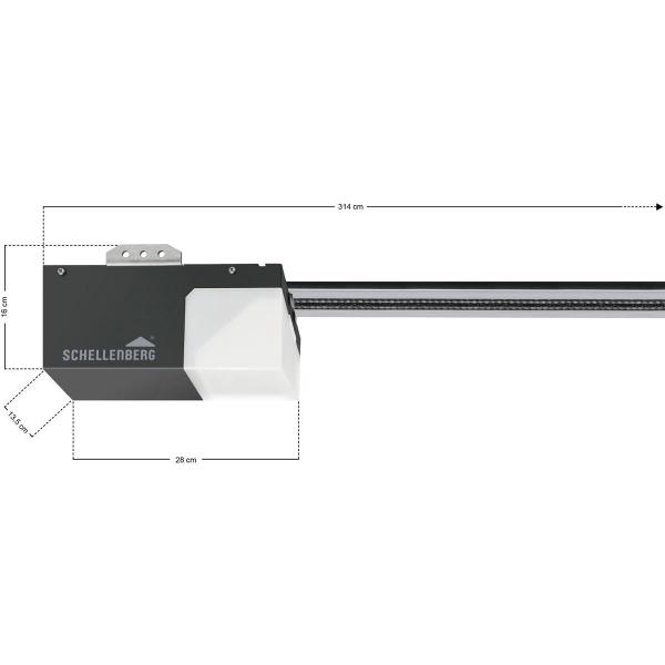 Schellenberg DRIVE Action Garagentorantrieb, Zugkraft 500 N, 433 MHz, Endlageneinstellung Vollautomatisch (60920)