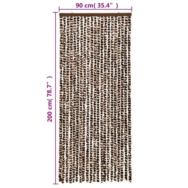 Fliegenvorhang Braun und Weiß 90x200 cm Chenille