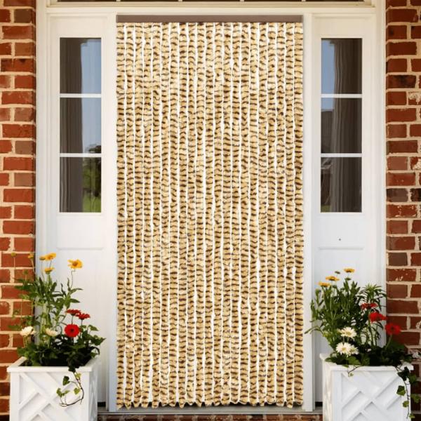 ARDEBO.de - Fliegenvorhang Beige und Braun 56x200 cm Chenille