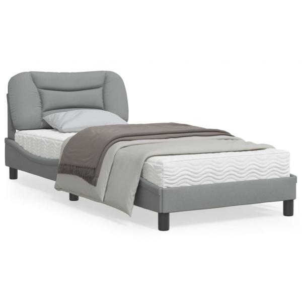 ARDEBO.de - Bettgestell mit Kopfteil Hellgrau 90x190 cm Stoff