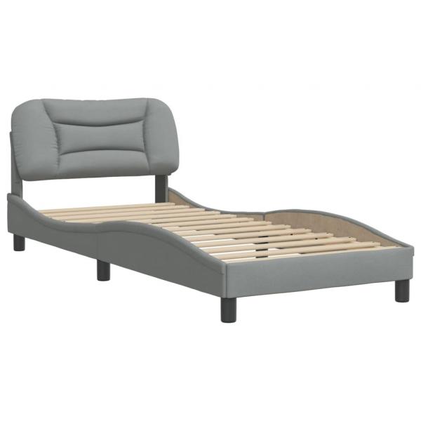 Bettgestell mit Kopfteil Hellgrau 90x190 cm Stoff