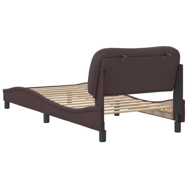 Bettgestell mit Kopfteil Dunkelbraun 90x190 cm Stoff