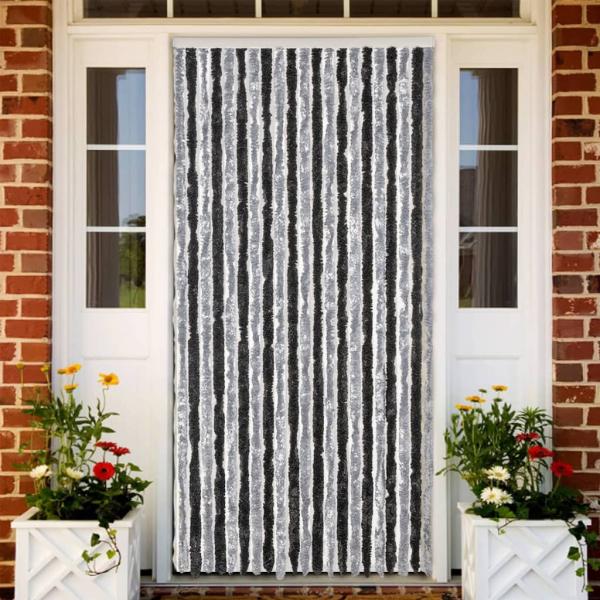 ARDEBO.de - Fliegenvorhang Grau und Schwarz 100x200 cm Chenille