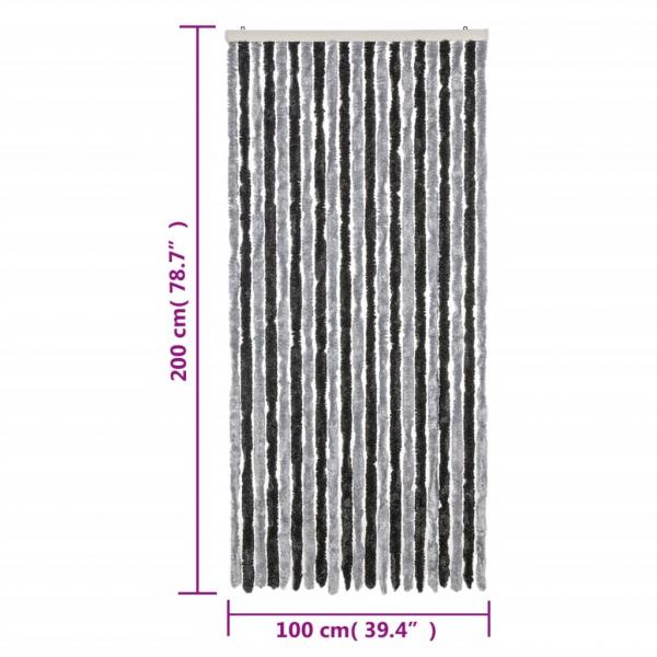 Fliegenvorhang Grau und Schwarz 100x200 cm Chenille