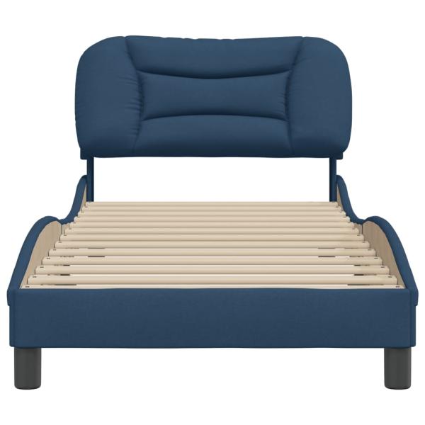 Bettgestell mit Kopfteil Blau 90x200 cm Stoff