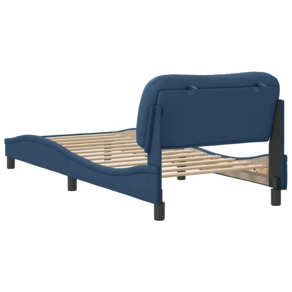 Bettgestell mit Kopfteil Blau 90x200 cm Stoff