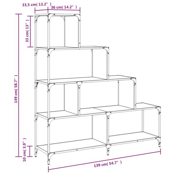 Bücherregal 4 Etagen Schwarz 139x33,5x149 cm Holzwerkstoff