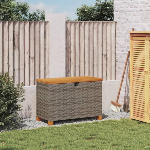 ARDEBO.de - Gartentruhe Grau 80x40x48 cm Poly Rattan Akazienholz