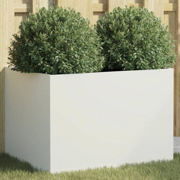 ARDEBO.de - Pflanzkübel Weiß 62x47x46 cm Kaltgewalzter Stahl