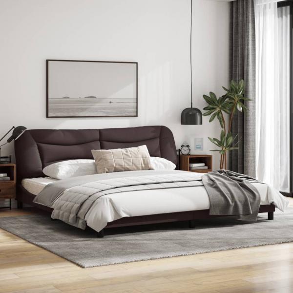 Bettgestell mit Kopfteil Dunkelbraun 200x200 cm Stoff