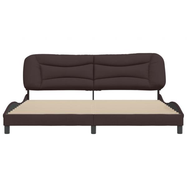 Bettgestell mit Kopfteil Dunkelbraun 200x200 cm Stoff