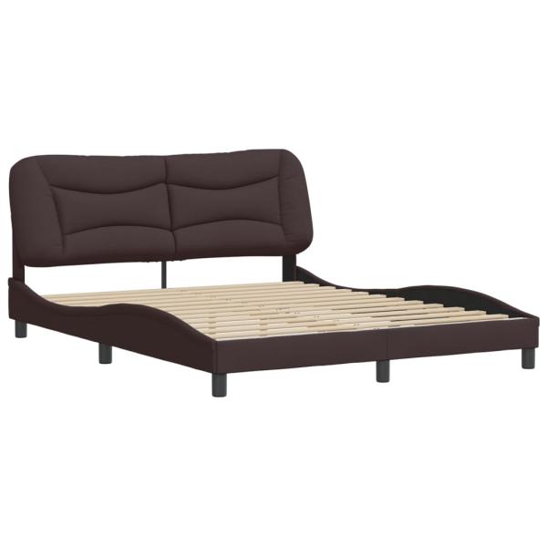 Bettgestell mit Kopfteil Dunkelbraun 160x200 cm Stoff