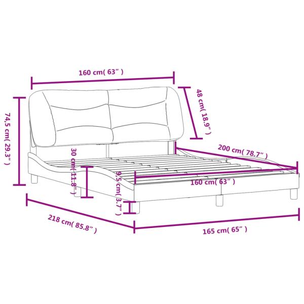 Bettgestell mit Kopfteil Dunkelbraun 160x200 cm Stoff