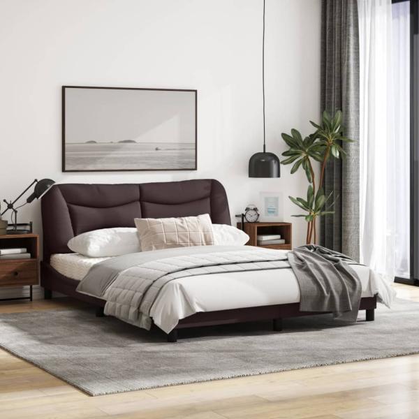 Bettgestell mit Kopfteil Dunkelbraun 160x200 cm Stoff