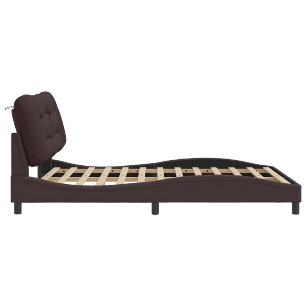 Bettgestell mit Kopfteil Dunkelbraun 160x200 cm Stoff