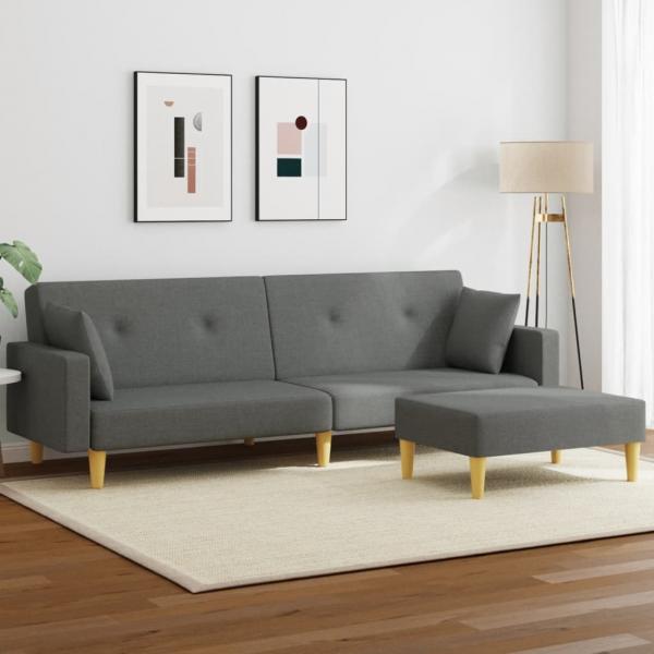 ARDEBO.de - Schlafsofa 2-Sitzer mit Fußhocker Dunkelgrau Stoff