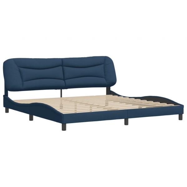 Bettgestell mit Kopfteil Blau 200x200 cm Stoff